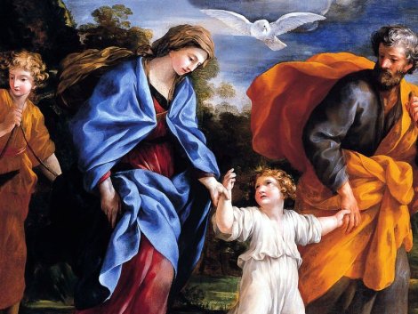 Sagrada familia caminando juntos